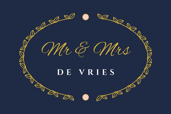 Vlagontwerp Mr & Mrs goud