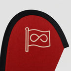 Dettaglio della beach flag Drop con bordatura nera lungo il bordo arrotondato