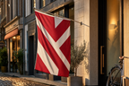 Custom-designed flag - own design company flag — red-white, single-sided full-colour print
